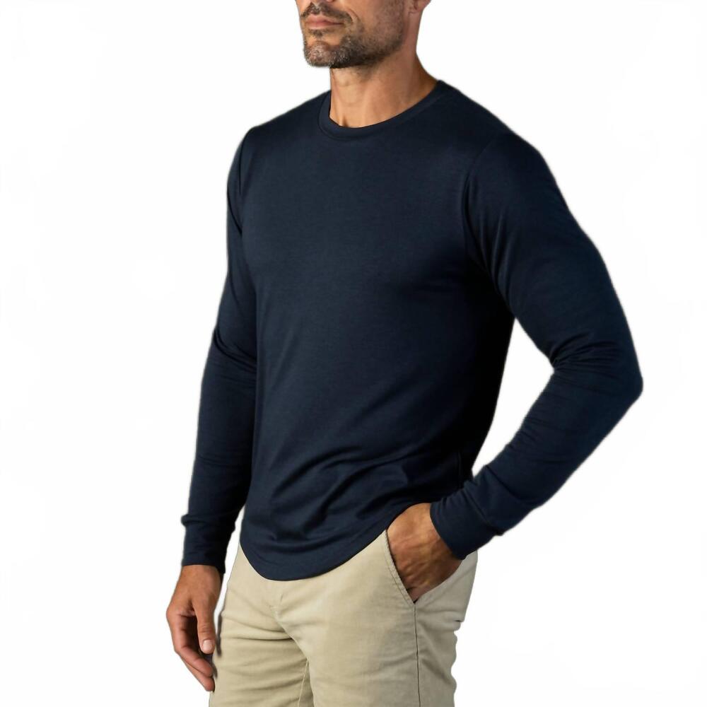 NEW LAIRD quattro cotton blend long sleeve top in navy